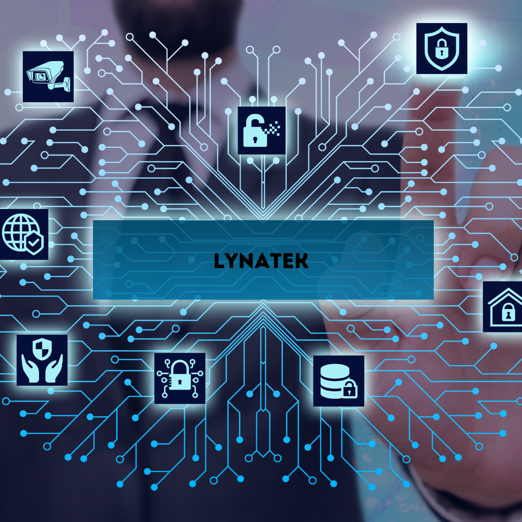 Personne appuyant sur une interface numérique de sécurité, représentant les services de maintenance de Lynatek