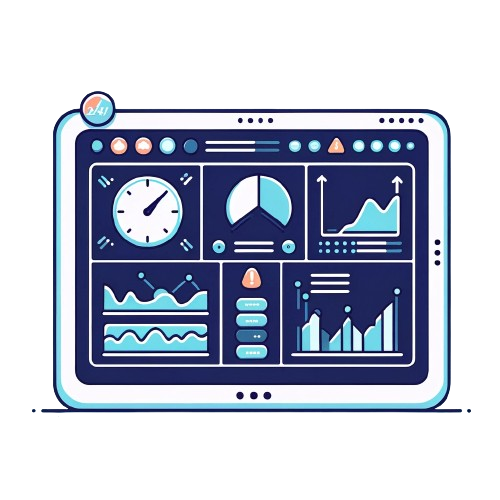 Tableau de bord affichant des graphiques et des statistiques de maintenance de site web